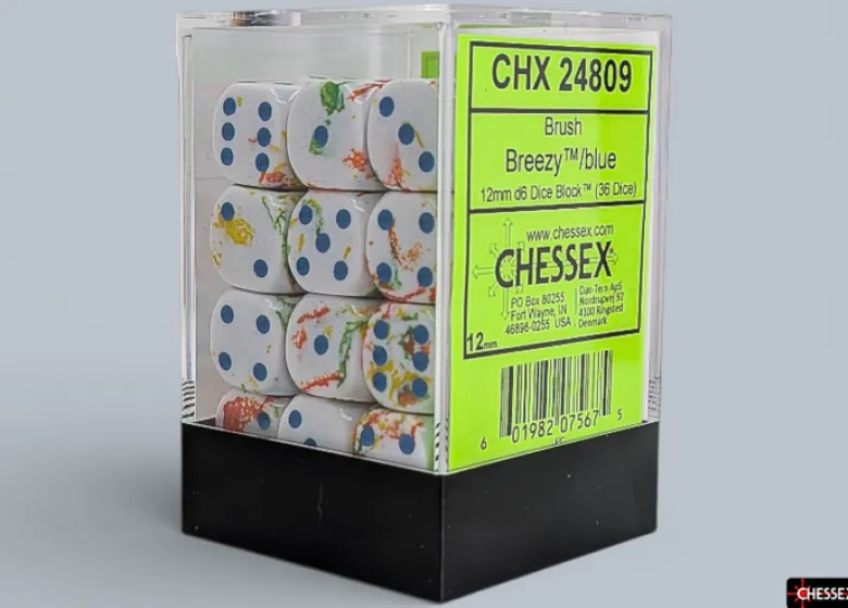 Chessex Brush Breezy/blue 12mm d6 Dice Block (36 dice)