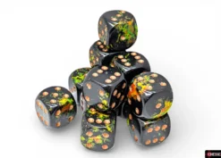 Chessex Brush Deep Forest/gold 16mm d6 Dice Block (12 dice)