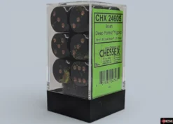 Chessex Brush Deep Forest/gold 16mm d6 Dice Block (12 dice)