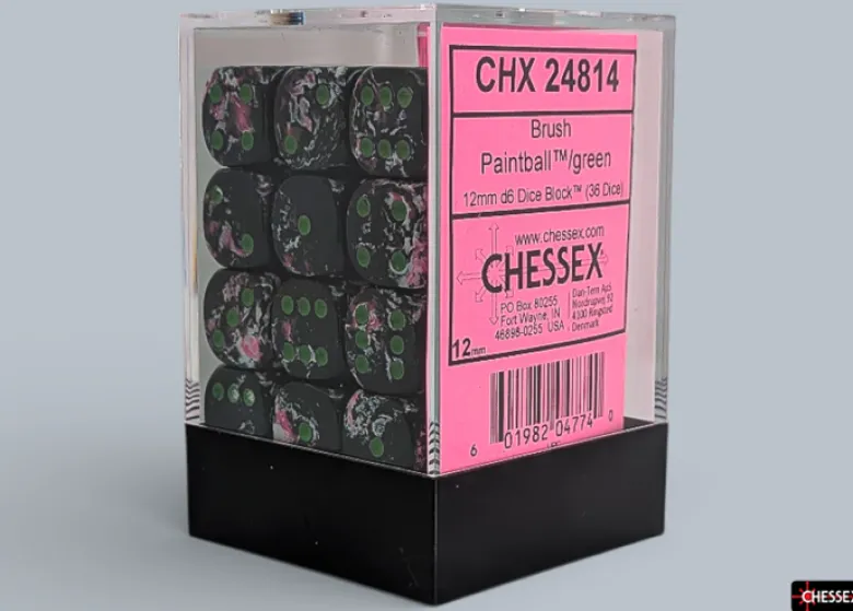 Chessex Brush Paintball/green 12mm d6 Dice Block (36 dice)