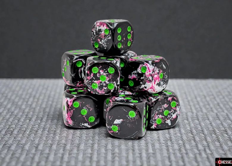Chessex Brush Paintball/green 16mm d6 Dice Block (12 dice)