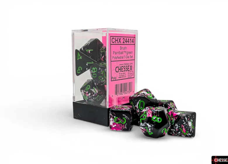 Chessex Brush Polyhedral Paintball/green 7-Die Set
