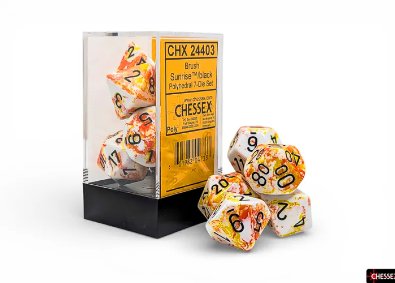 Chessex Brush Polyhedral Sunrise/black 7-Die Set