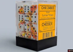 Chessex Brush Sunrise/black 12mm d6 Dice Block (36 dice)
