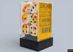 Chessex Brush Sunrise/black 16mm d6 Dice Block (12 dice)