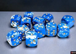 Chessex Brush Wavebreak/gold 16mm d6 Dice Block (12 dice)