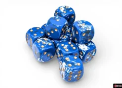 Chessex Brush Wavebreak/gold 16mm d6 Dice Block (12 dice)