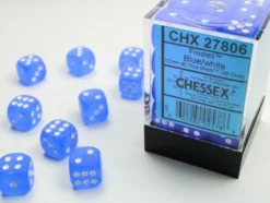 Chessex: Frosted Blue/white 12mm d6 Dice Block (36 kości)