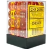 Chessex: kości k6 12mm (36 kości) - Translucent Red-Yellow/gold Dice