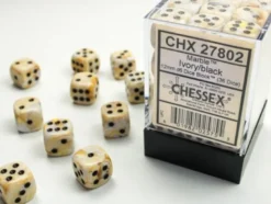 Chessex: Marble Ivory/Blackk Set of 36 d6 (12mm)