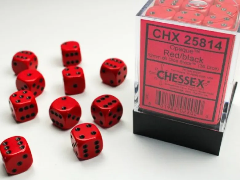 Chessex Opaque Red/Black Set of 36 d6 (12mm)