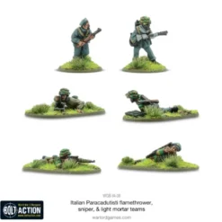 Italian Paracadutisti Flamethrower, Sniper & Light Mortar Teams (metal)