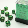 Kości Chessex: 12mm D6 (36) Gemini Black-Green