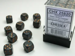 Kości Chessex: 12mm D6 (36) Opaque Grey w/Copper