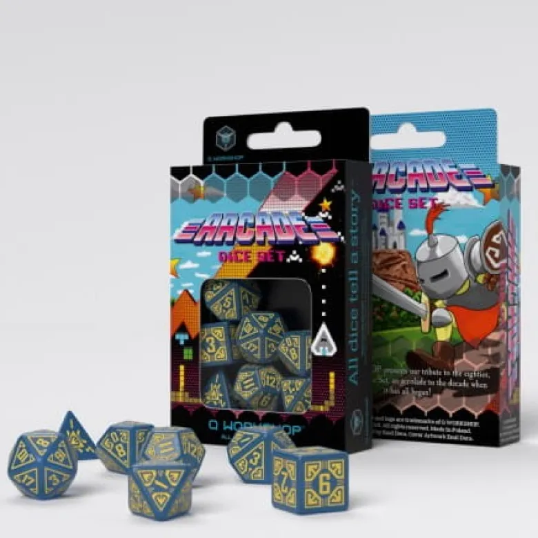 Kości RPG Arcade Niebiesko-żółte (7)