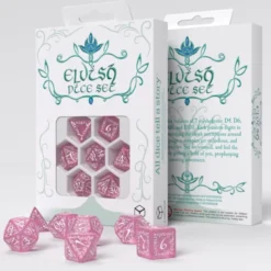 Kości RPG Elfickie Błyszcące Różowo-białe (7)