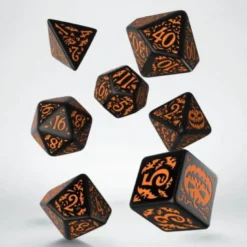 Kości RPG Halloweenowych Huncwotów Czarno-Pomarańczowe