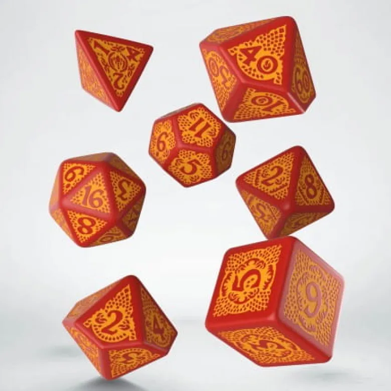 Kości RPG Pogromców Smoków Czerwono-Pomarańczowe (7)