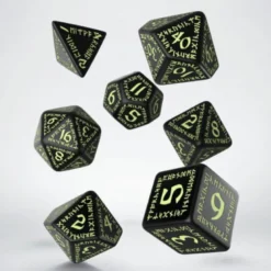 Kości RPG Runiczne Czarno-fosforyzujące (7)