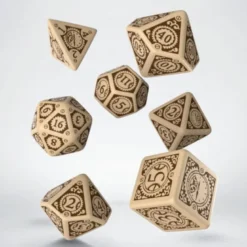 Kości RPG Steampunk Clockwork Beżowo-brązowe (7)