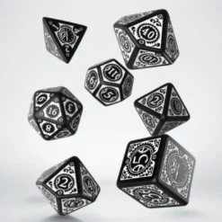 Kości RPG Steampunk Clockwork Czarno-białe (7)