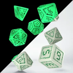 Komplet kości RPG: Cyfrowe - Fosforyzujące - Biało-zielone