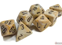 Marble Ivory/black Polyhedral 7-Dice Set