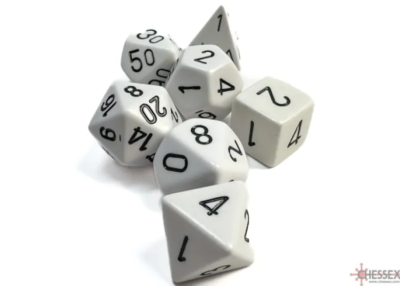 Opaque White/black Polyhedral 7-Dice Set