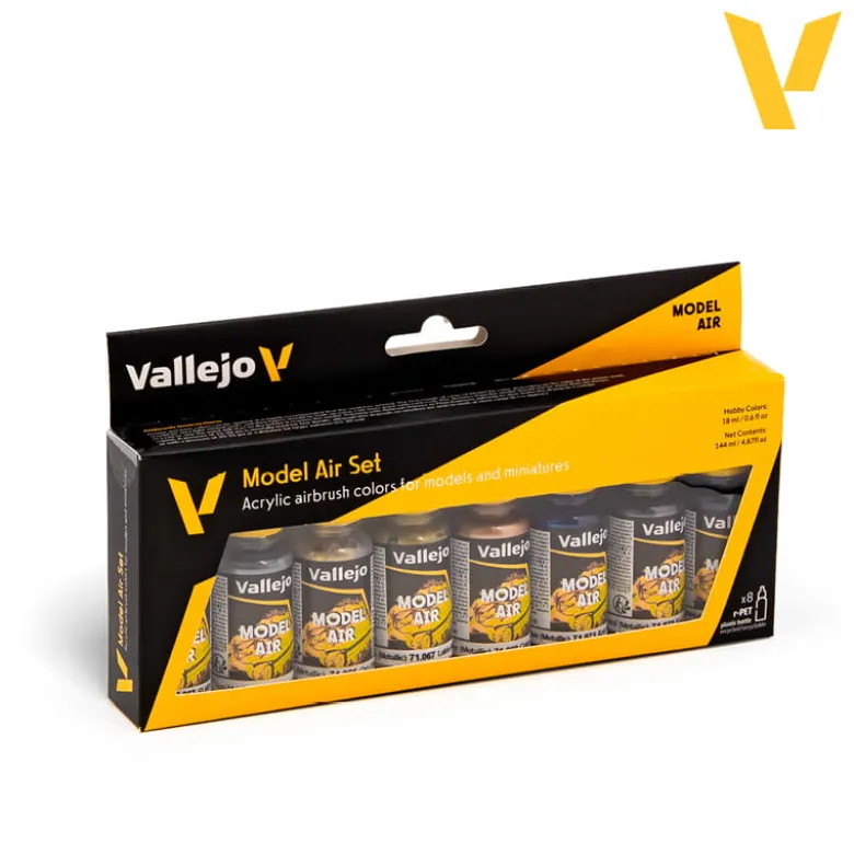 Vallejo Model Air - Metallic Colors Paint set 71.176 17ml.