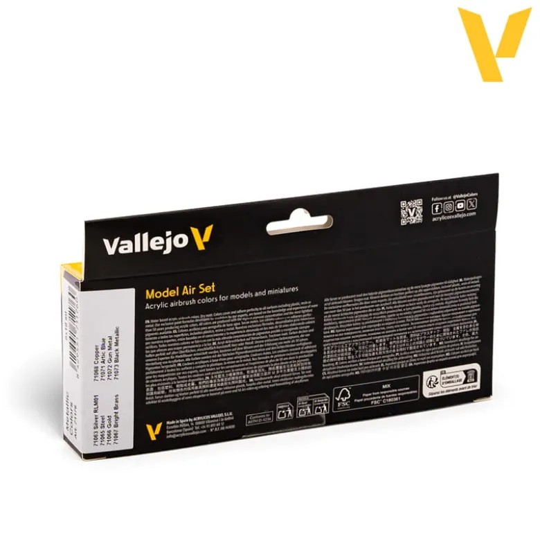 Vallejo Model Air - Metallic Colors Paint set 71.176 17ml.